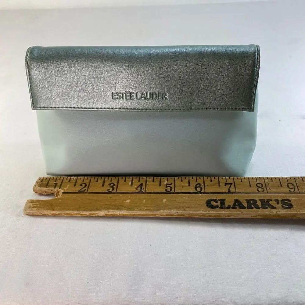 Estee Lauder Womens Small Cosmetic Bag Makeup Clutch Vinyl Lined Snap Top 8